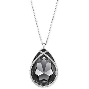 Swarovski Rhodiumplated Crystal Teardrop Pendant Necklace